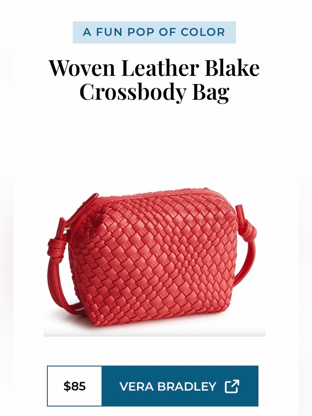 Vera Bradley Woven faux Leather Blake Crossbody Bag - Cayenne